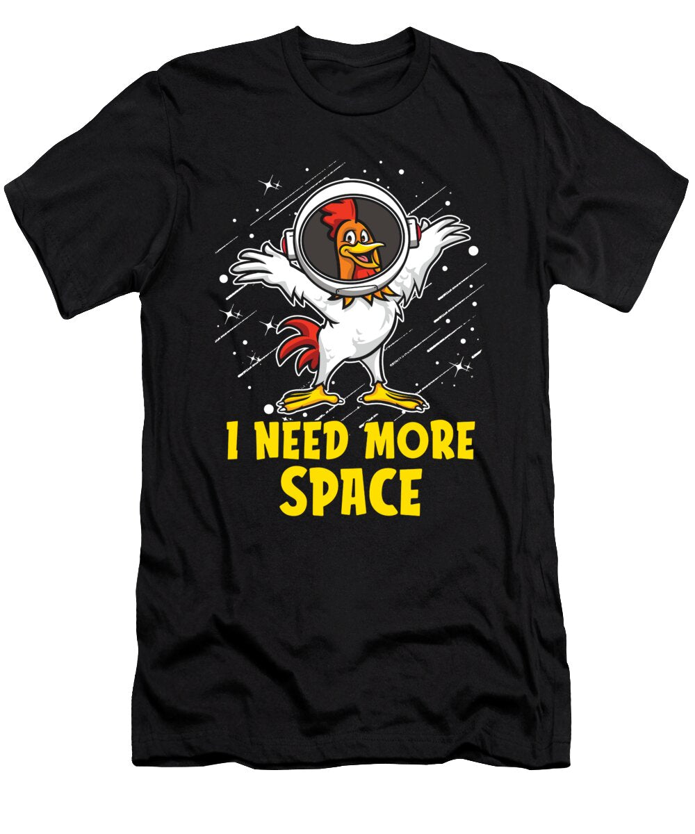 Cock Astronaut Farmer Farming Rooster I Need More Space Crazy Squirrel T-Shirt