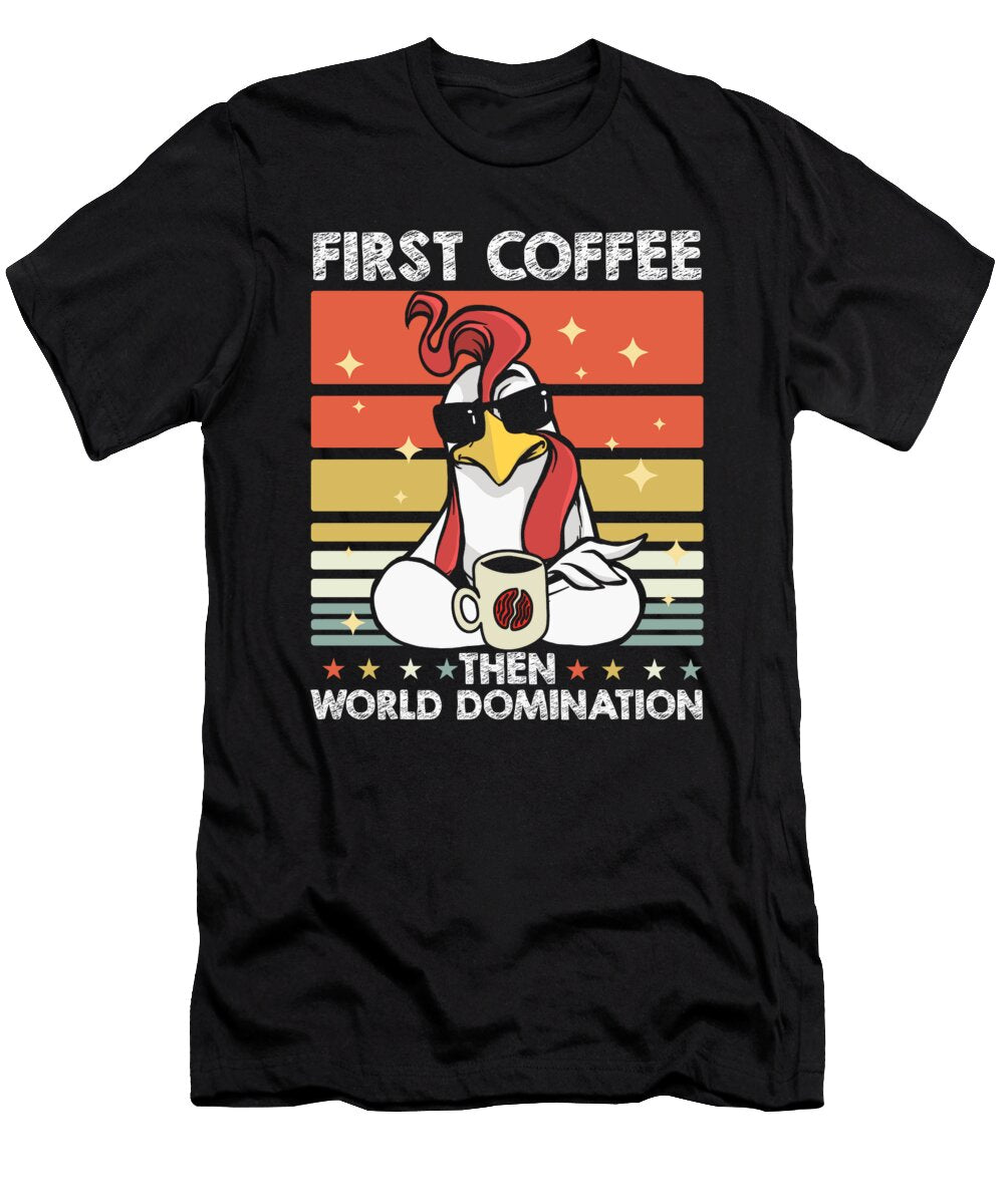 Cock Coffee Sunglasses Farmer Farming Rooster Crazy Squirrel T-Shirt
