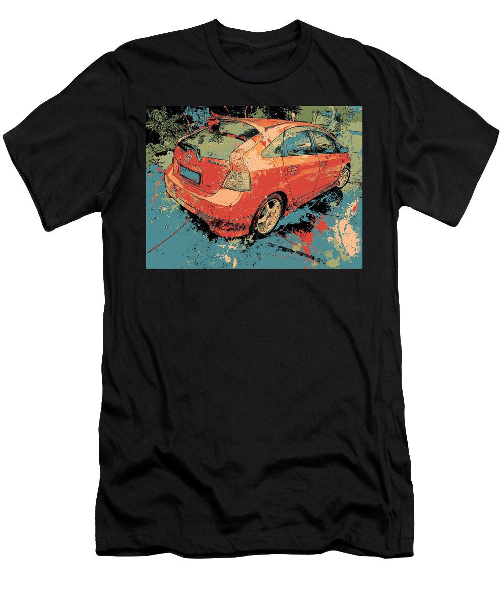 Colorful Abstract Car Design Toyota Prius 2003 Hatchback Abstract Art Colorful Car Vibrant Abstract Hollie Love T-Shirt