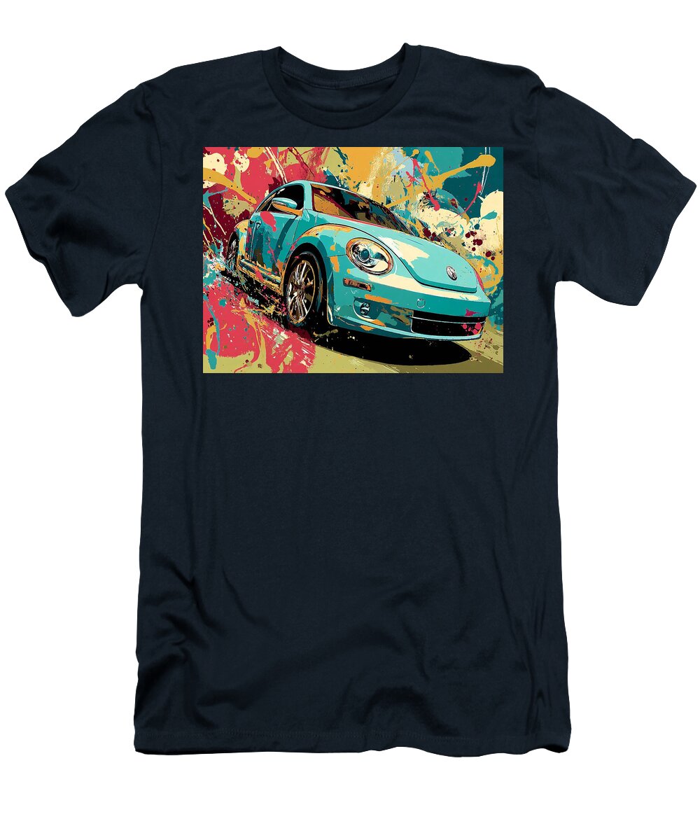 Colorful Beetle Explosion Volkswagen New Beetle 2000 Hatchback Abstract Art Colorful Car Vibrant Abs Hollie Love T-Shirt