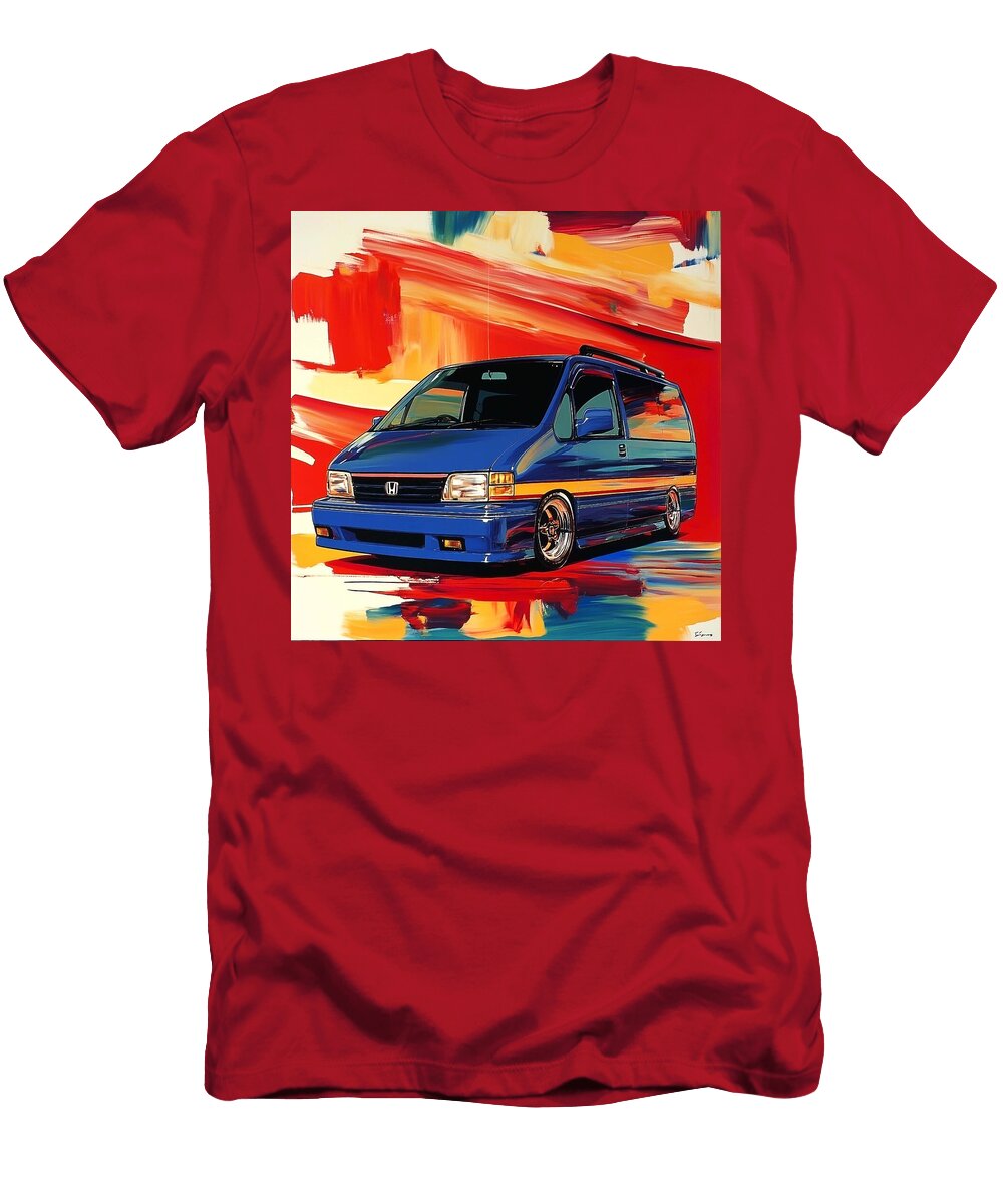 Colorful Car Honda Step Wagon 1996 Japan Minivan Jdm Car Vintage Van Art Abstract Design Grayson Sheppard T-Shirt