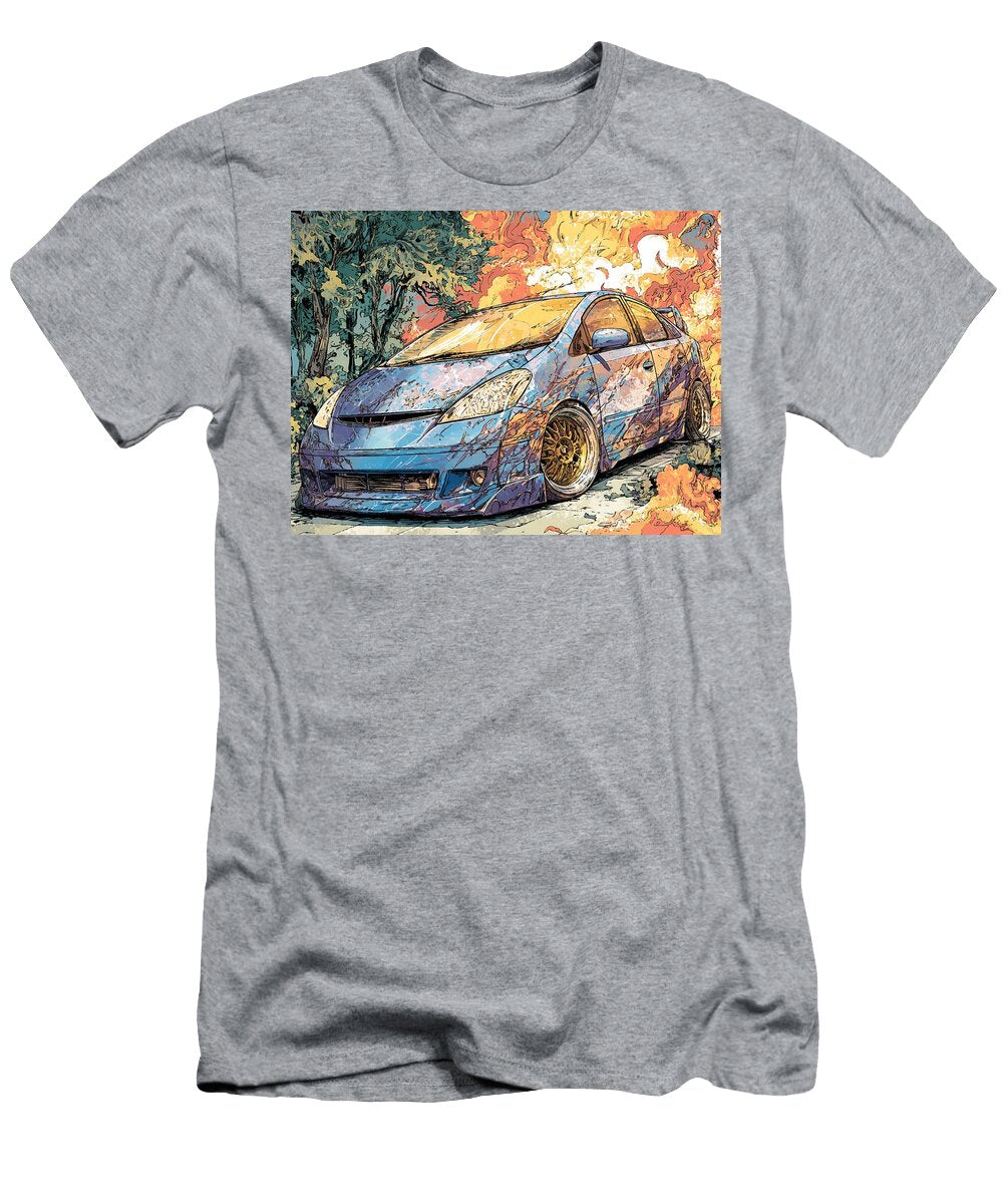 Colorful Car in a Dreamy Landscape Toyota Prius 2003 Hatchback Colorful Car Urban Art Vibrant Car Ar Hollie Love T-Shirt