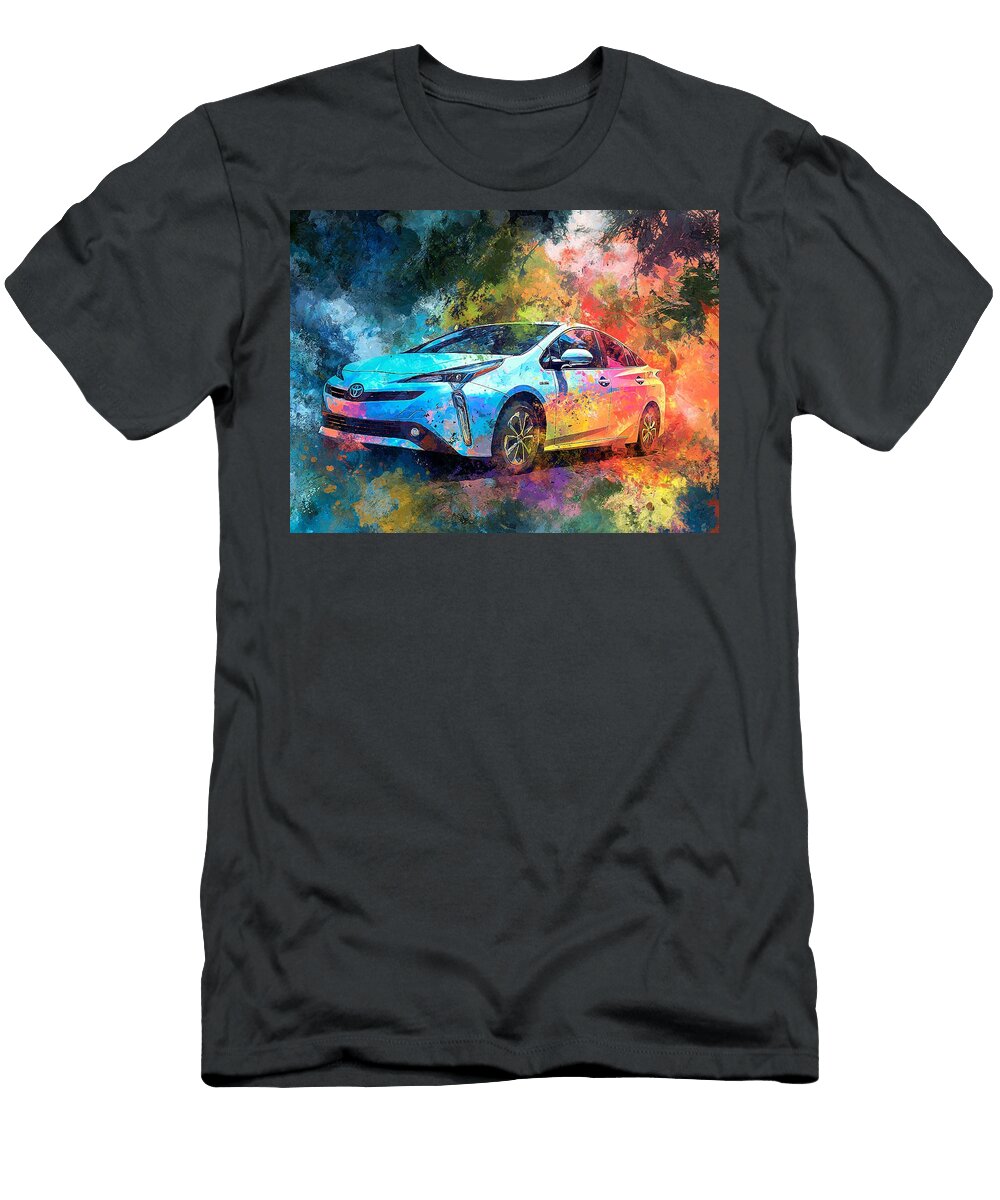 Colorful Car in Abstract Scenery Toyota Prius 2023 Hybrid Hatchback Colorful Art Abstract Car Vibran Hollie Love T-Shirt