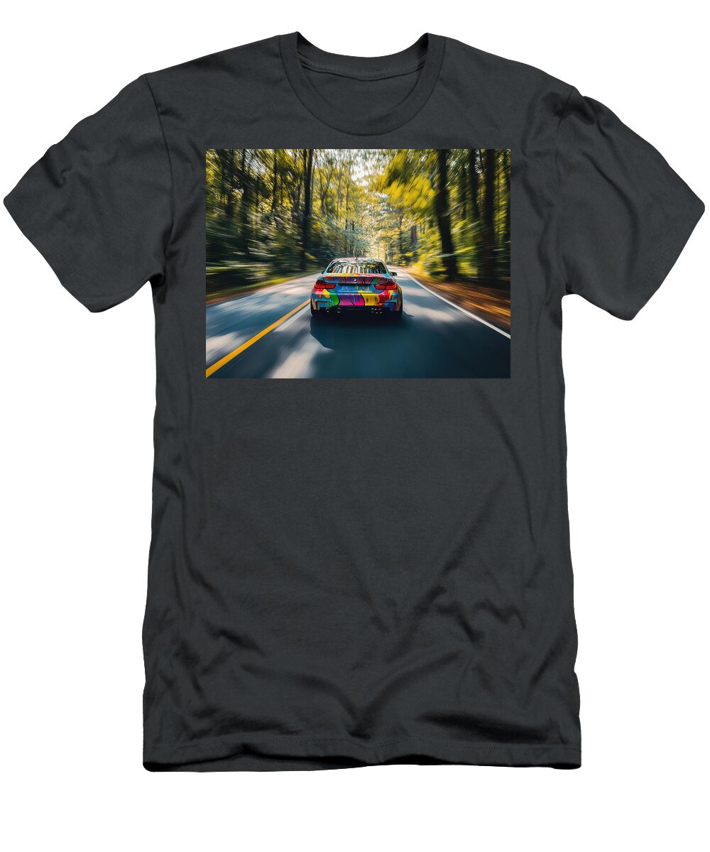 Colorful Car on Forest Road Evie Carrier T-Shirt