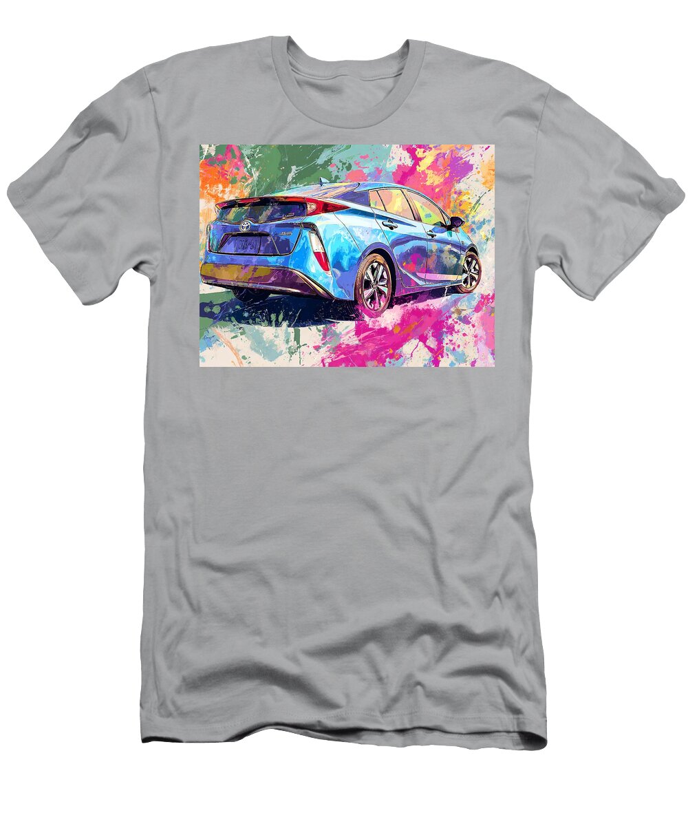 Colorful Car Splash Art Abstract Vehicle Toyota Prius 2023 Hybrid Hatchback Colorful Car Vibrant Abs Hollie Love T-Shirt