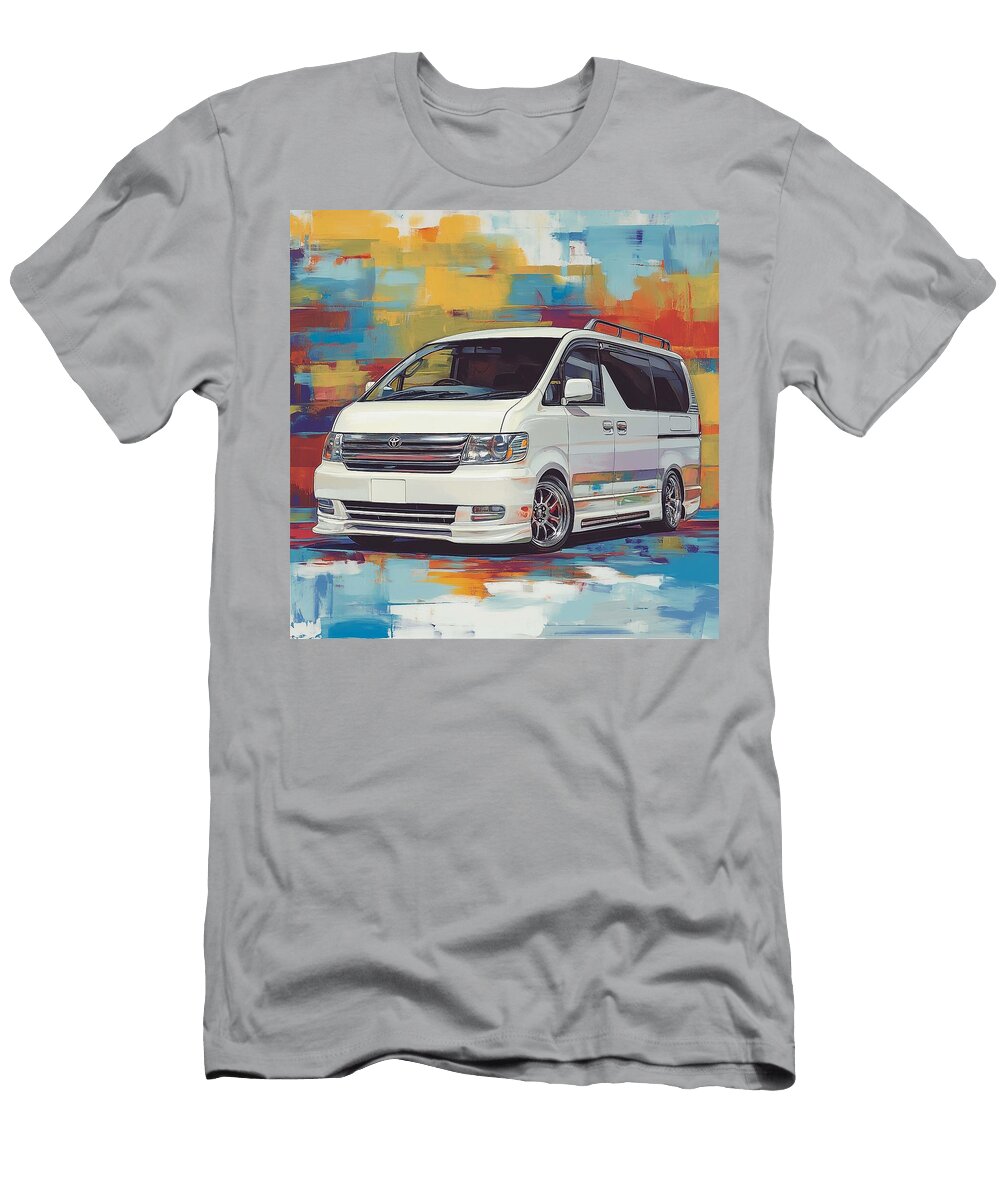 Colorful Minivan on Abstract Background Colorful Design Toyota Vellfire 2002 Japan Minivan Jdm Car V Grayson Sheppard T-Shirt