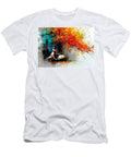 Colorful Scooter Ride in Autumn Flora Brown T-Shirt