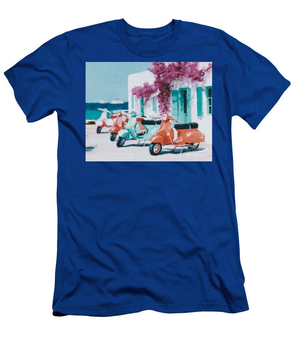 Colorful Scooters By the Seaside Franklyn Gregory T-Shirt