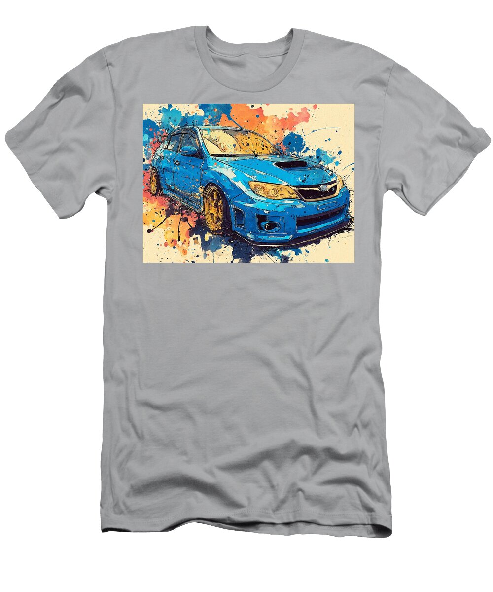 Colorful Splatter Car Design Subaru Impreza Wrx Sti 2007 Hatchback Abstract Art Colorful Car Vibrant Hollie Love T-Shirt