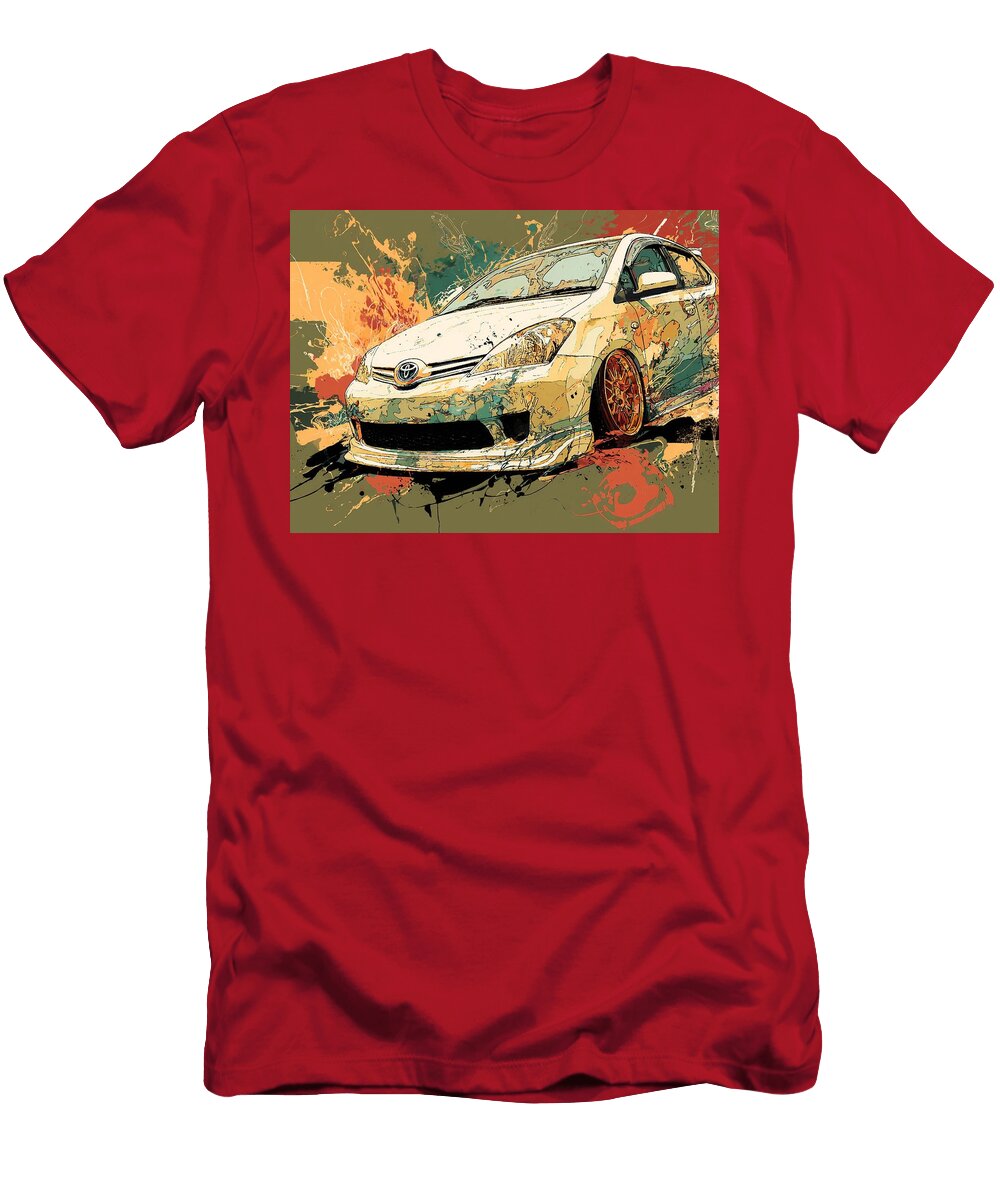 Colorful Splatter on White Hatchback Toyota Yaris 2006 Hatchback Car Art Modern Design Abstract Car Hollie Love T-Shirt