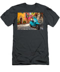 Colorful Streets Italian Scooter Charming Vespa Vespa Primavera Parked on a Cobbled Street in Italy Grover Mcclure T-Shirt