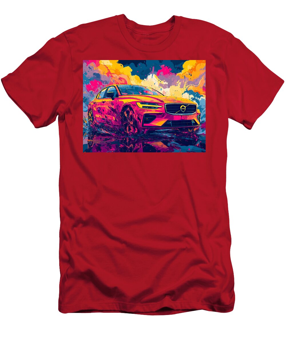 Colorful Volvo Sedan Modern Vehicle Volvo S60 2023 Sedan Colorful Car Vibrant Car Art Hollie Love T-Shirt