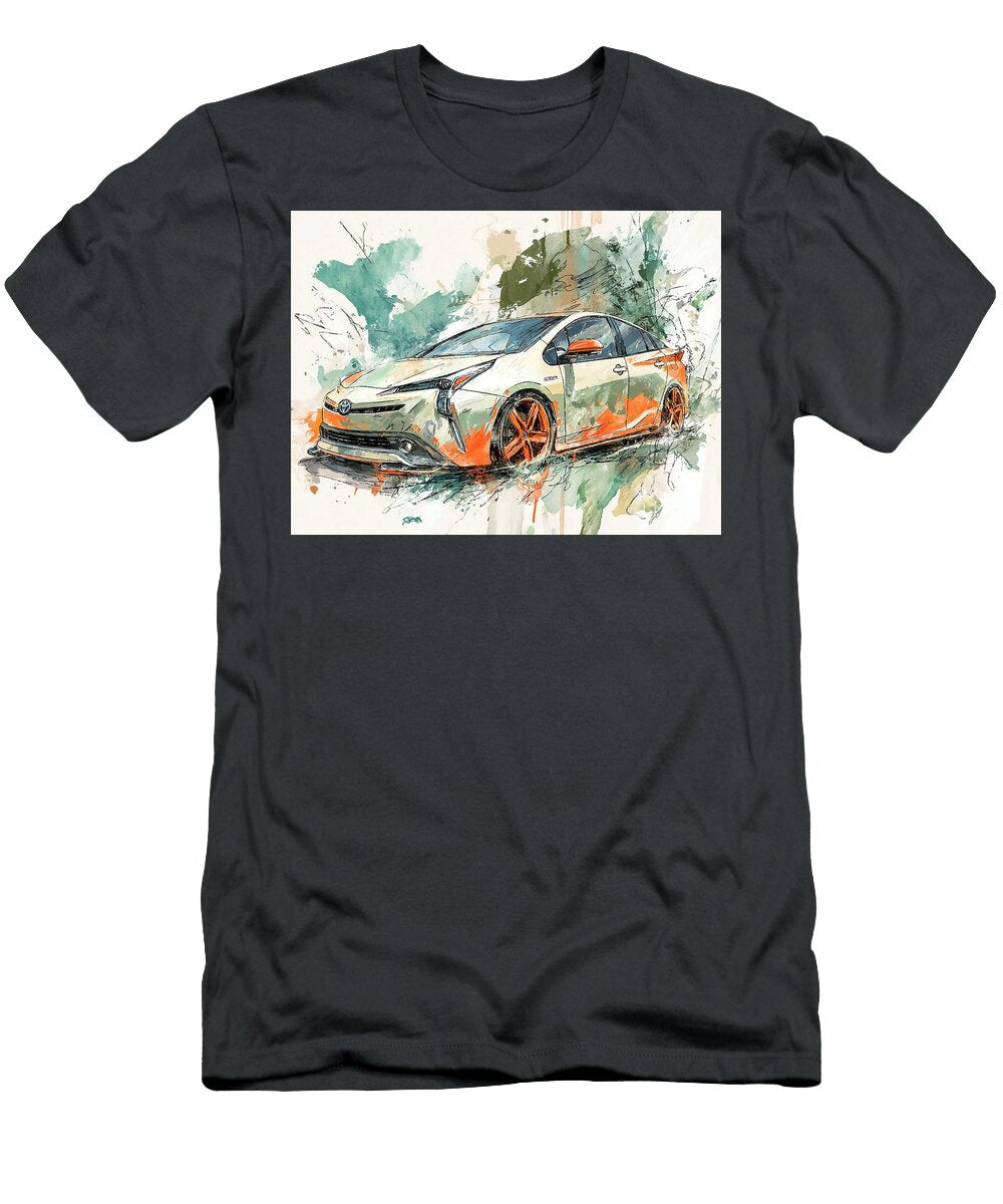 Colorful Watercolor Car Design Car Illustration Toyota Prius 2023 Hybrid Hatchback Abstract Art Colo Hollie Love T-Shirt