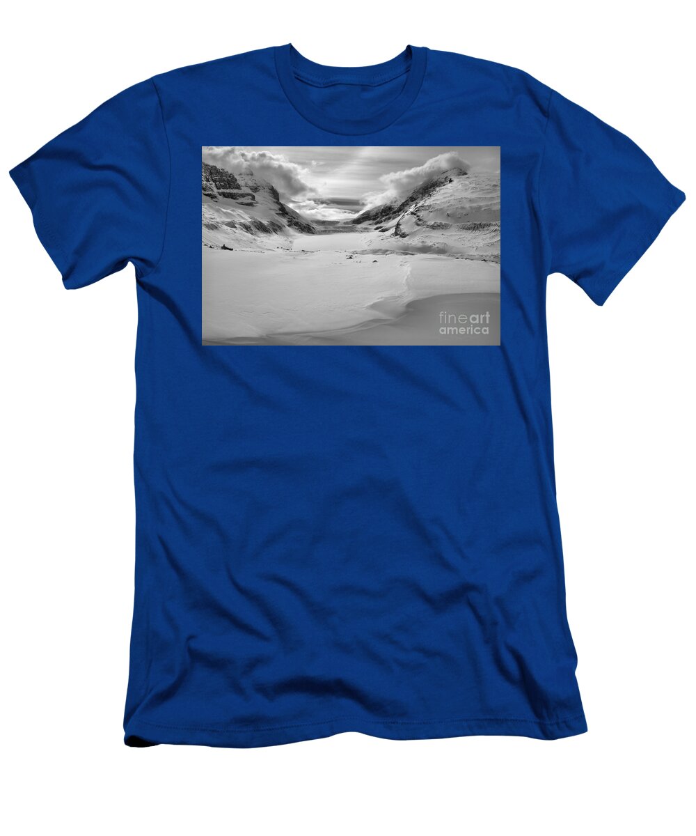 Columbia Icefield Winter Landscape Black and White Adam Jewell T-Shirt