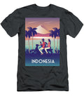 Couple Riding Scooter At Sunset Indonesia Travel Poster Travel Poster Art Print T-Shirt