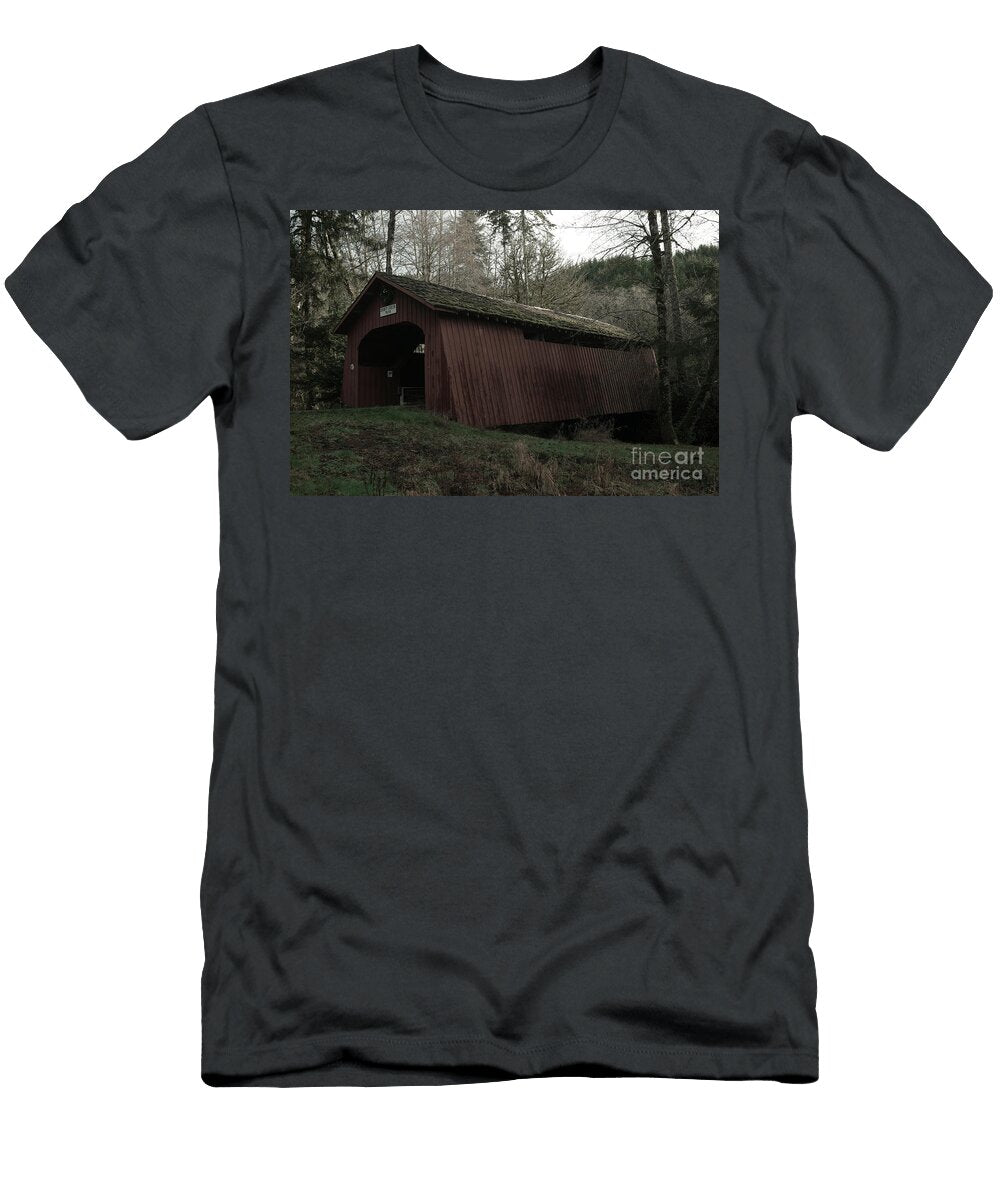 Covered Bridge At Drift Creek Oregon Jeff Swan T-Shirt