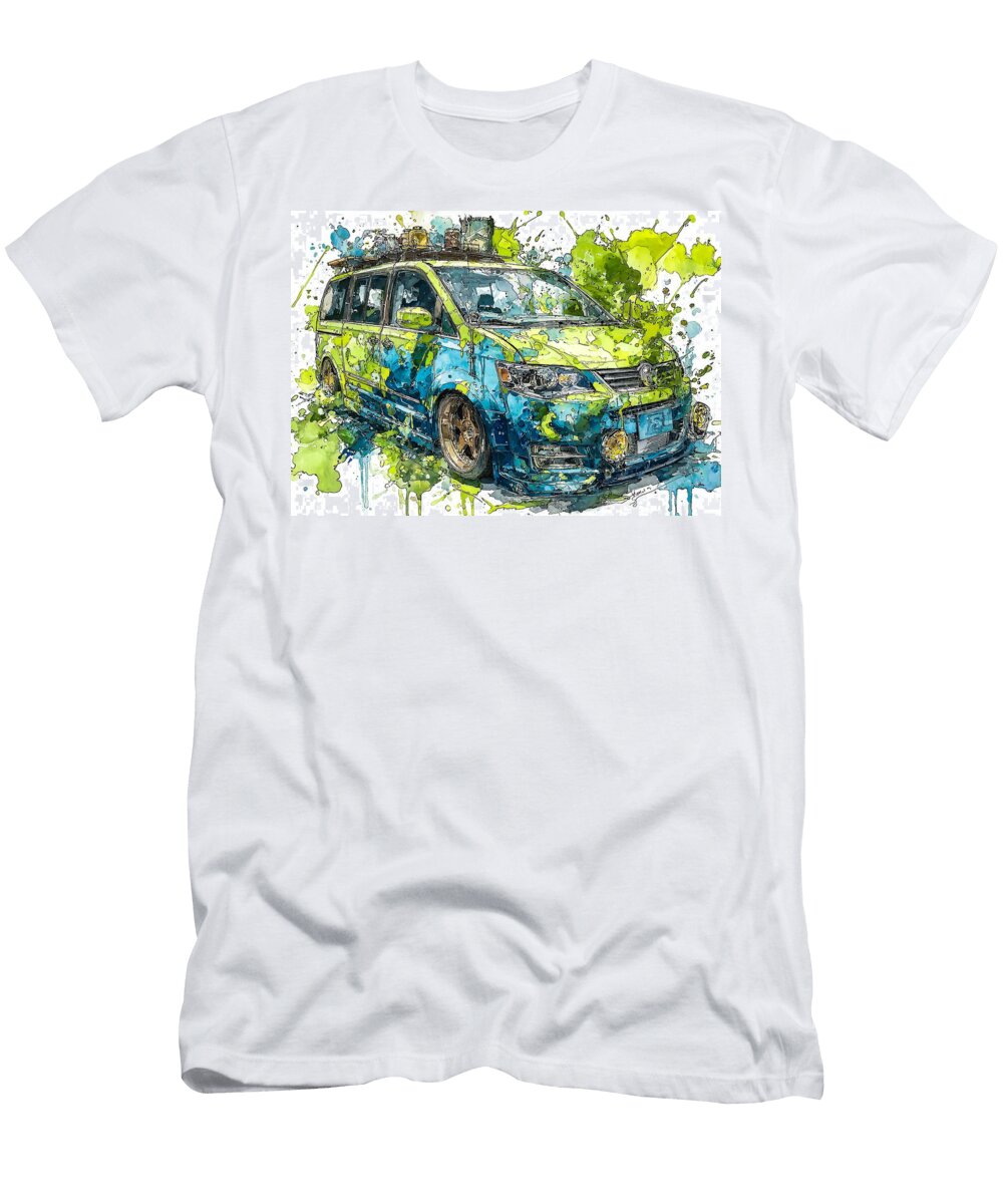 Custom Design Colorful Car Vibrant Custom Van Art Flora Brown T-Shirt