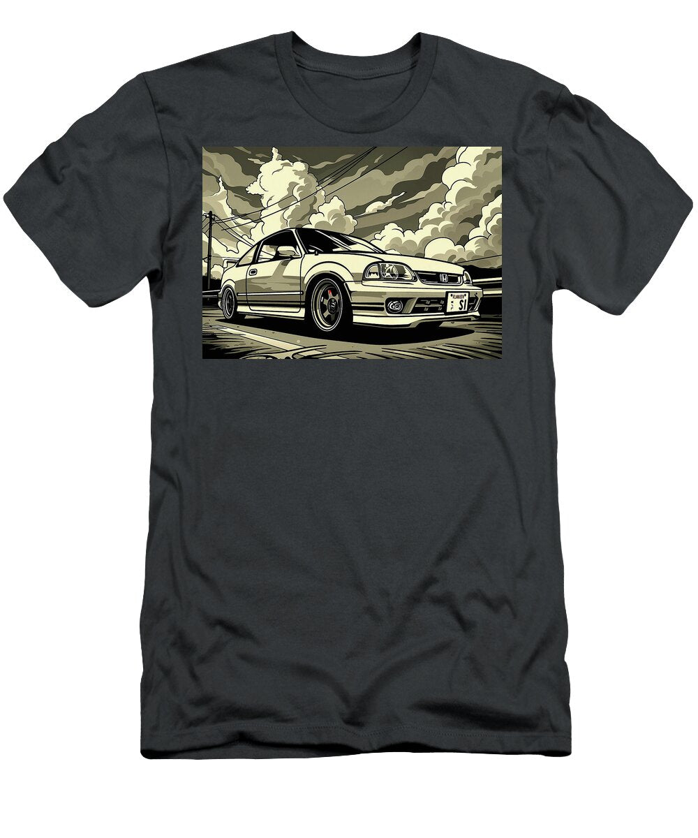 Custom Japanese Honda Civic Si Car Illustration Street Art Design Destiney Sullivan T-Shirt