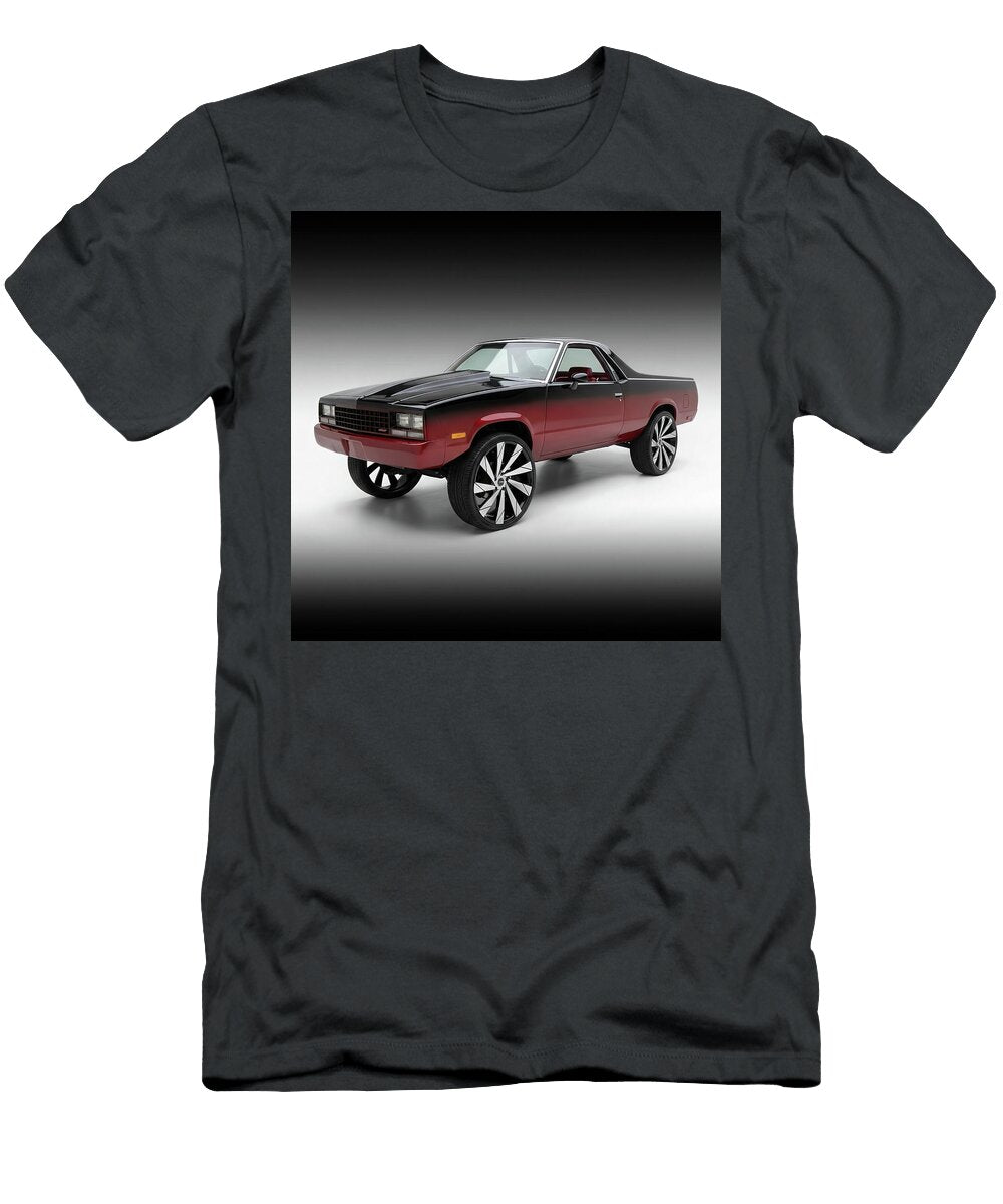 Custom Muscle Car El Camino Style Black Red Gradient Oversized Rims Modern Classic Cathy Anderson T-Shirt