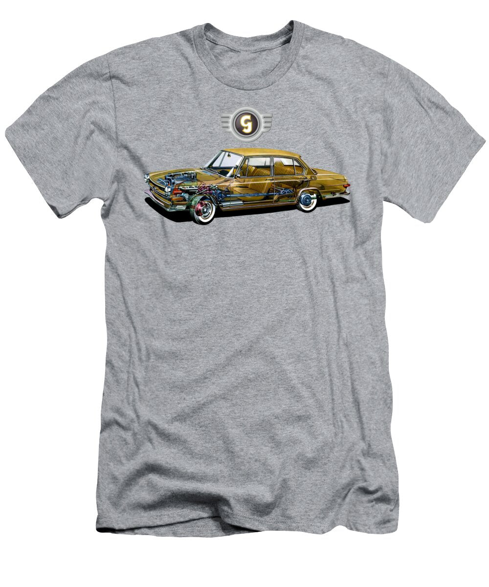 Cutaway Art Germany Retro Classic Mid Size Car Glas 1700 BMW 1800sa 2000sa Sedan Vladyslav Shapovalenko T-Shirt