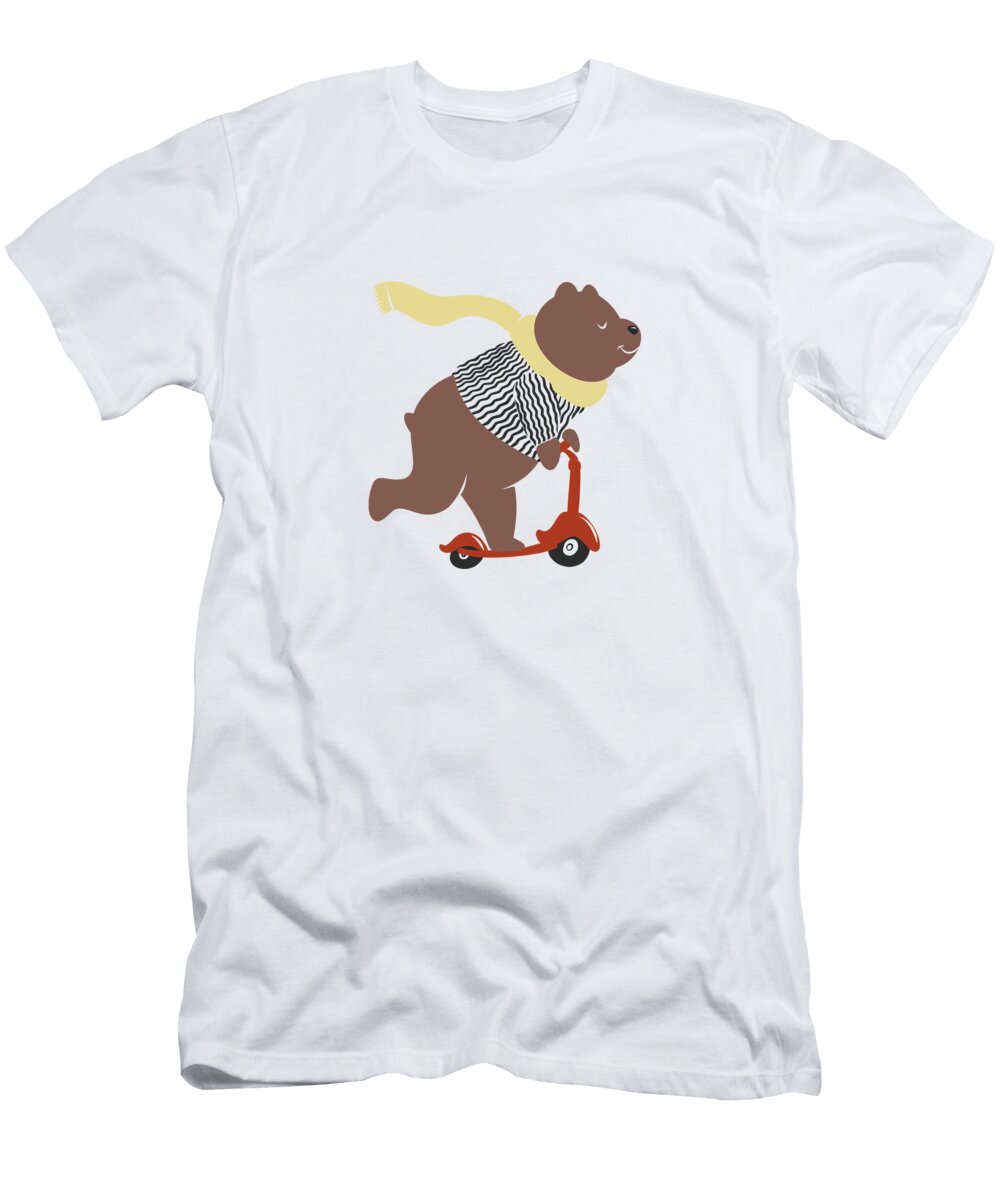 Cute Bear Scooter Johnnie Art T-Shirt