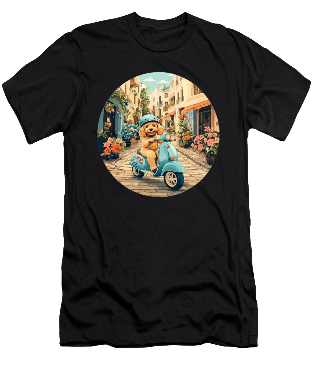 Cute Goldendoodle Riding Scooter European Sophie Eleanor T-Shirt