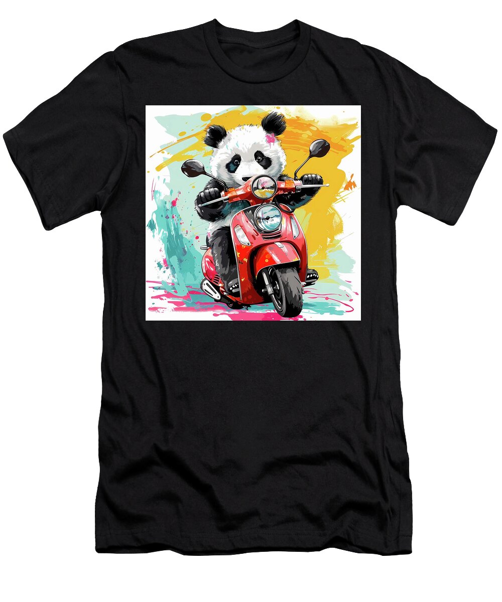 Cutepandaonmotorbikeillustrationplayfulandfunno 1 Andre Petrov T-Shirt