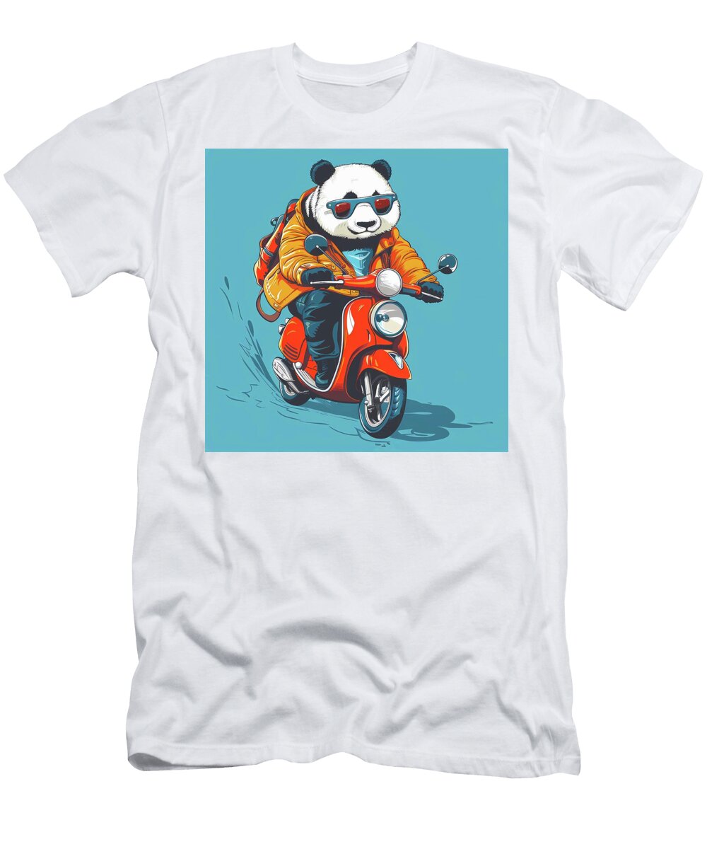 Cutepandaonmotorbikeillustrationplayfulandfunno 3 Andre Petrov T-Shirt