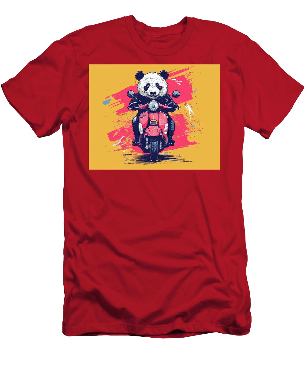 Cutepandaonmotorbikeillustrationplayfulandfunno 4 Andre Petrov T-Shirt
