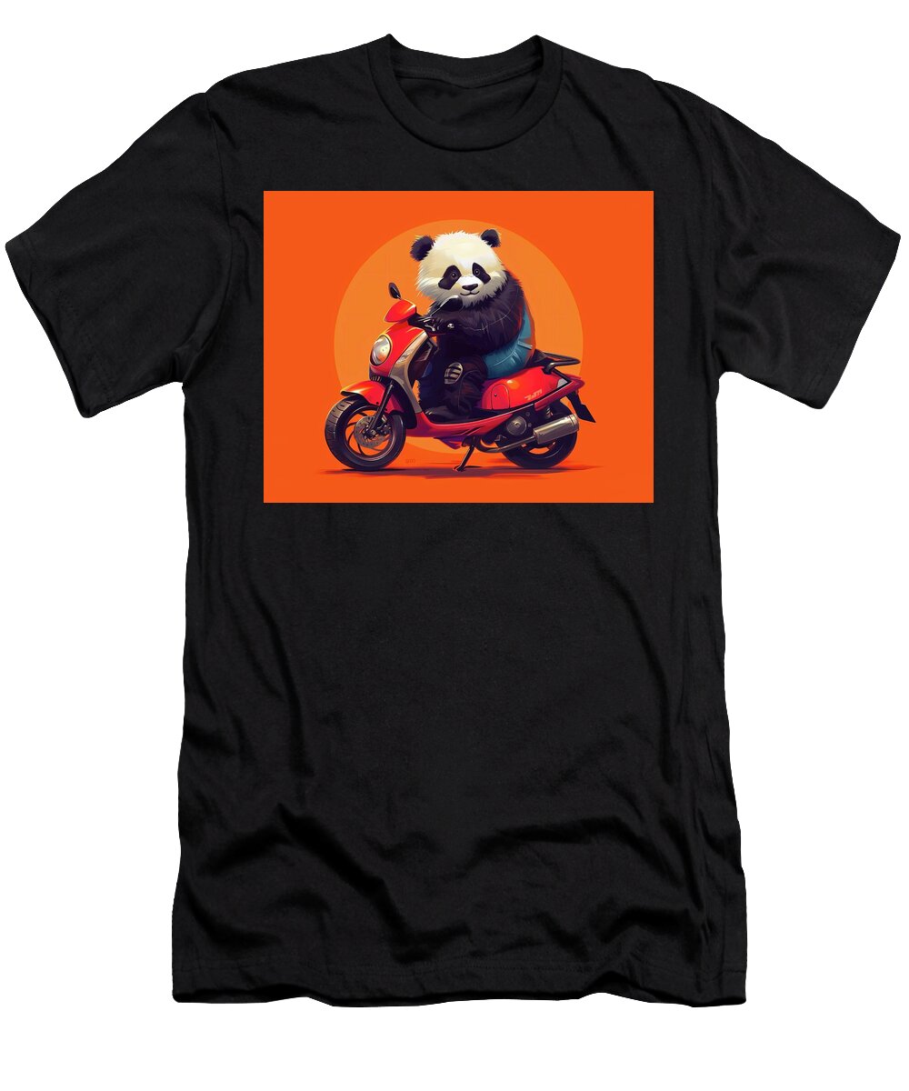 Cutepandaonmotorbikeillustrationplayfulandfunno 5 Andre Petrov T-Shirt