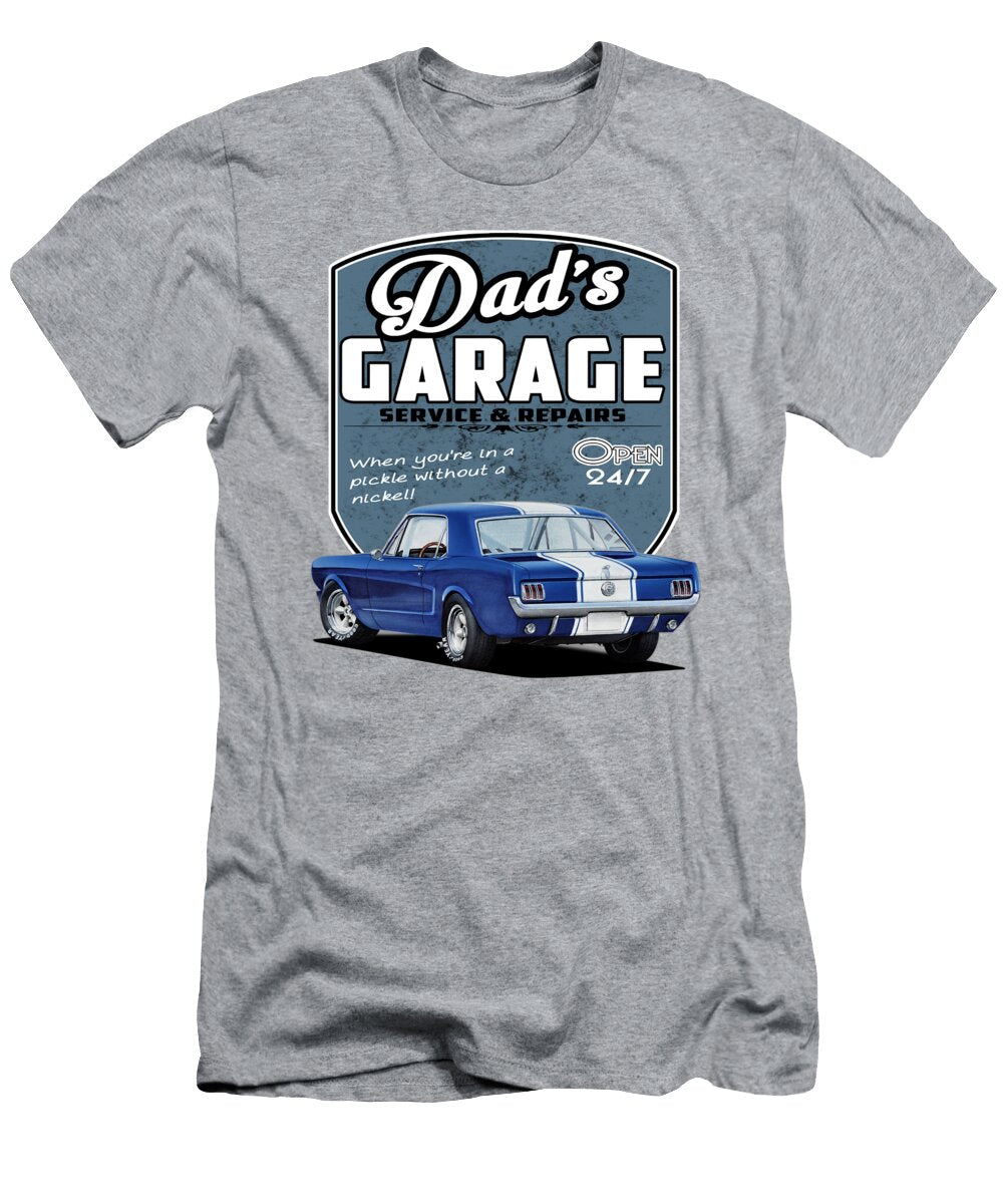 Dads Garage Blue Mustang Paul Kuras T-Shirt