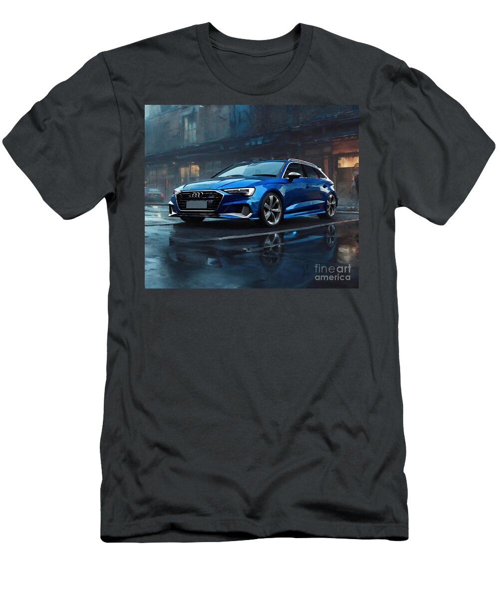 Dark Fantasy 127 2021 Audi A3 Sportback Exterior Front View Blue Hatchback Cortez Schinner T-Shirt