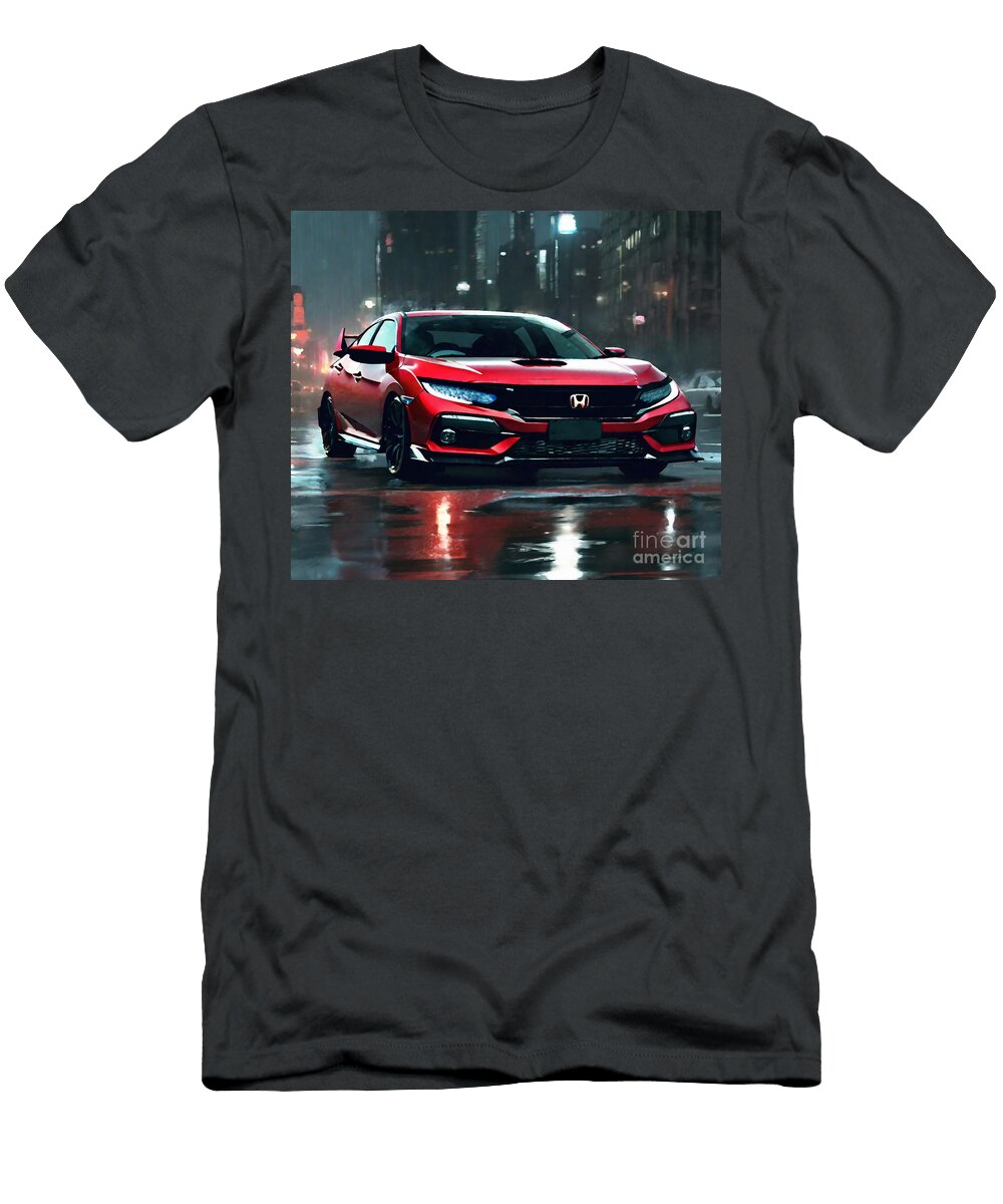 Dark Fantasy 588 2022 Honda Civic Hatchback Front View Exterior Cortez Schinner T-Shirt