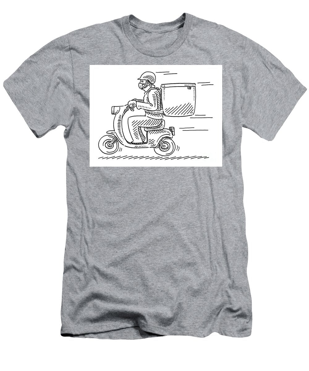 Delivery Man on Scooter Drawing Frank Ramspott T-Shirt