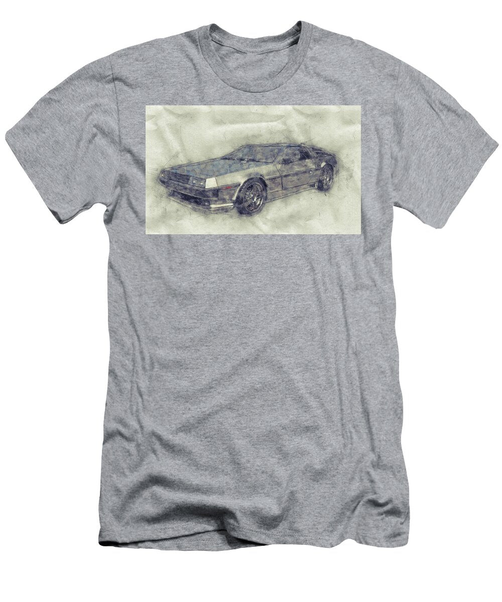 Delorean Dmc 12 Sports Car 1 Automotive Art Car Posters Studio Grafiikka T-Shirt