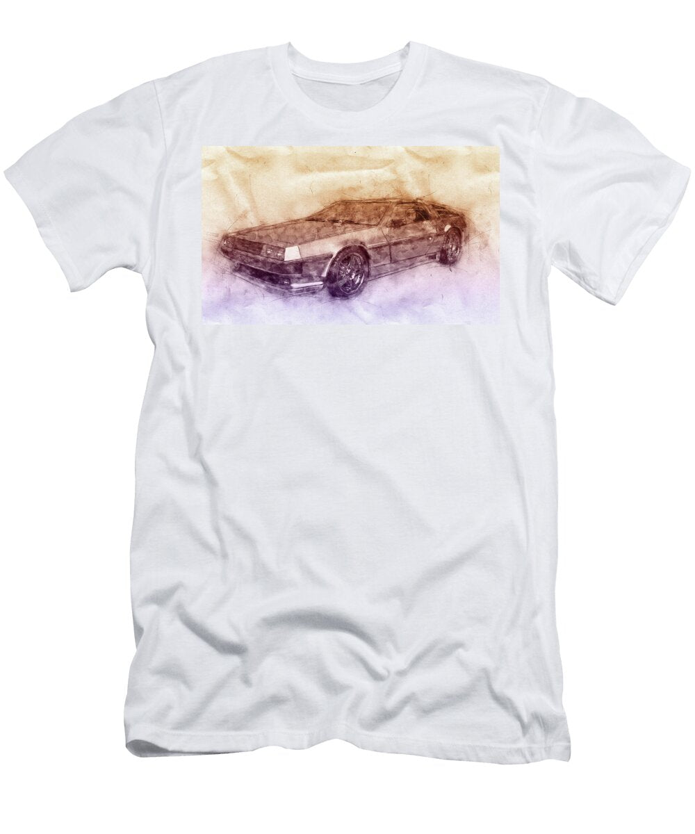 Delorean Dmc 12 Sports Car 2 Automotive Art Car Posters Studio Grafiikka T-Shirt