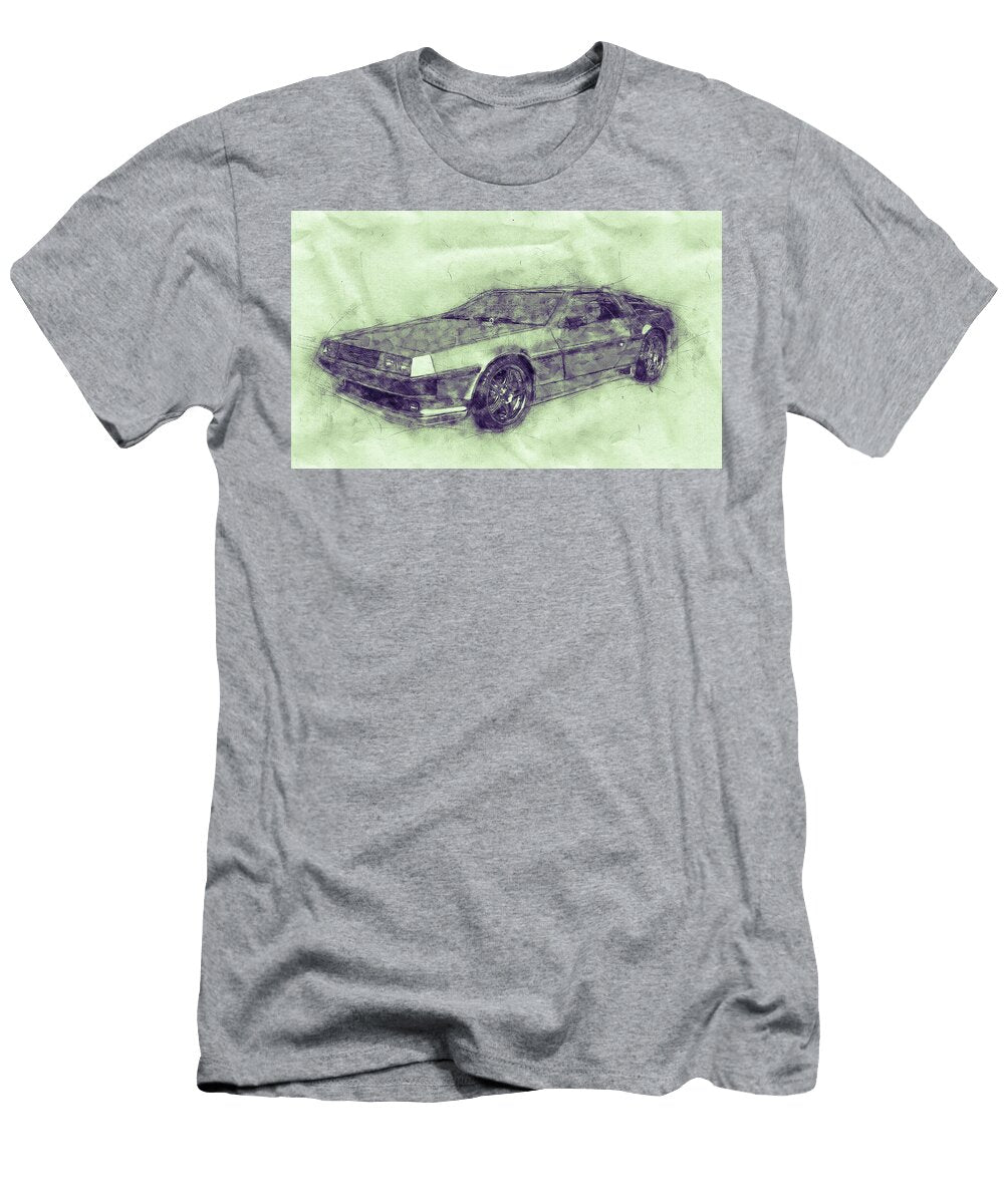 Delorean Dmc 12 Sports Car 3 Automotive Art Car Posters Studio Grafiikka T-Shirt