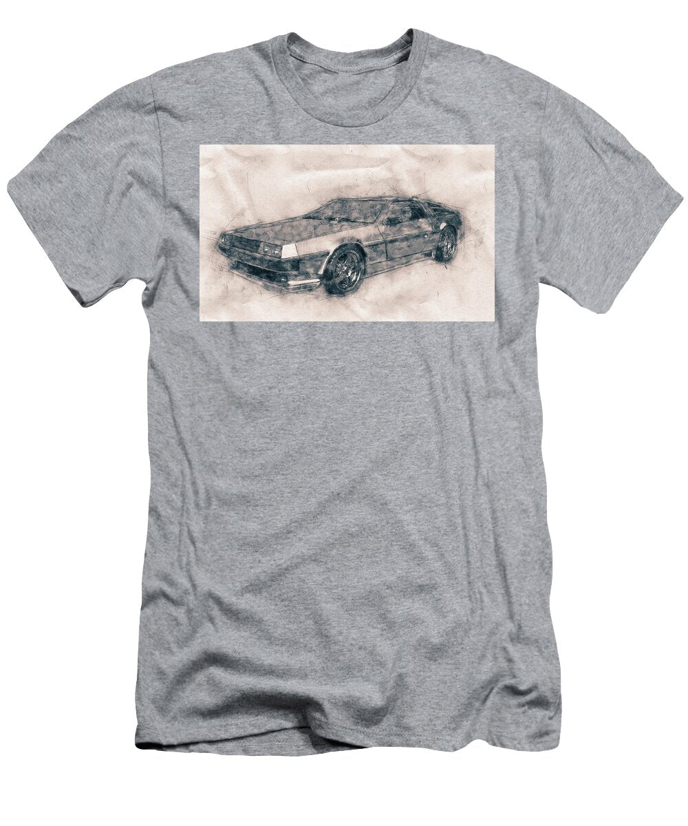 Delorean Dmc 12 Sports Car Automotive Art Car Posters Studio Grafiikka T-Shirt