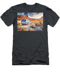Desert Delight a Chrysler Pacifica Exploring the Beauty of the Desert with Towering Sand Dunes and M Eldre Delvie T-Shirt
