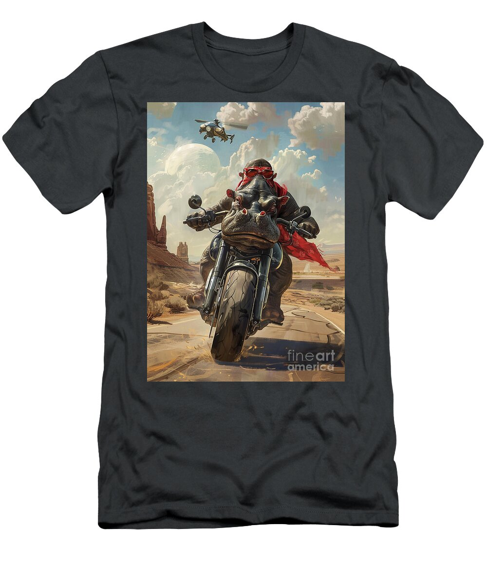 Desert Rider Hippopotamus Bandana and Sunglasses Rhys Jacobson T-Shirt
