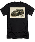 Detailed Pencil Sketch of a Hatchback Car Design Volkswagen Golf Car Lowell Harann T-Shirt