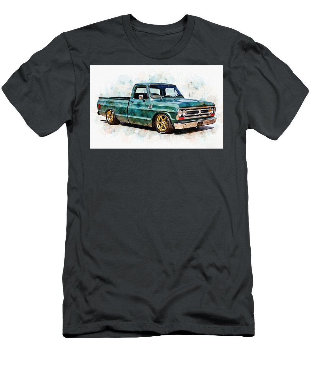 Dodge D100 1971 Retro Cars Watercolor Lowrider Tuning D100 Lowell Harann T-Shirt
