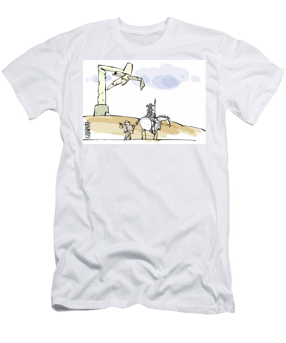 Don Quixote Knocking Over a Propeller Jan Zandstra T-Shirt