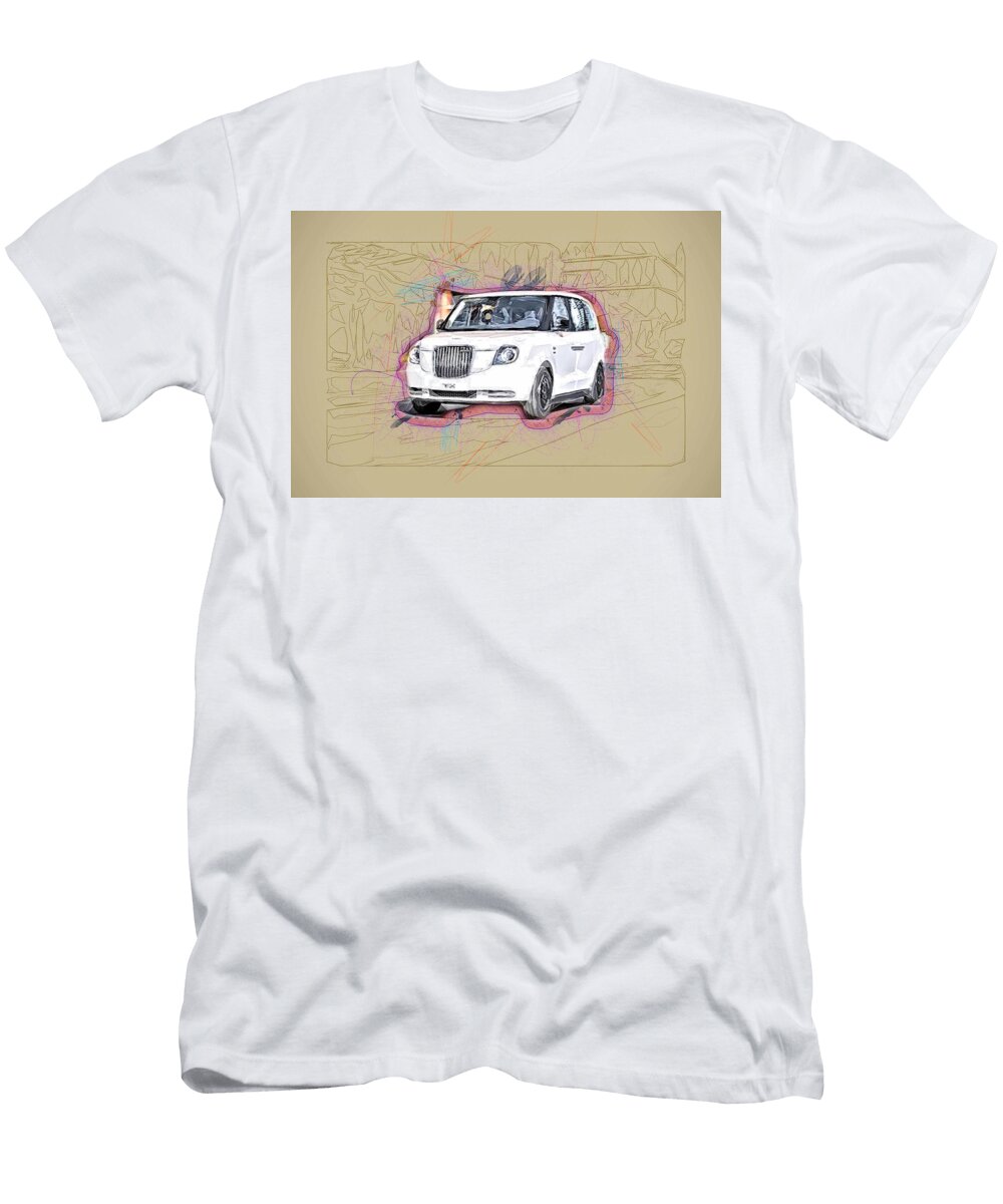 Drawing Levc Tx Shuttle Minivans 2020 Cars English Colorful Abstract Artwork Mixed Media Painting Ola Kunde T-Shirt