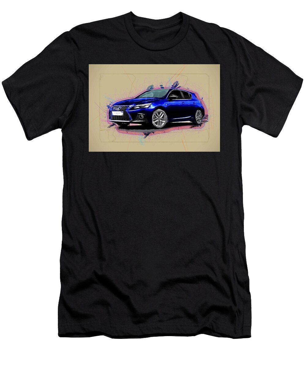 Drawing Lexus Ct200h 2018 Facelift Luxury Hatchback Blue Japanese Cars Colorful Abstract Artwork Mixed Media Painting Ola Kunde T-Shirt