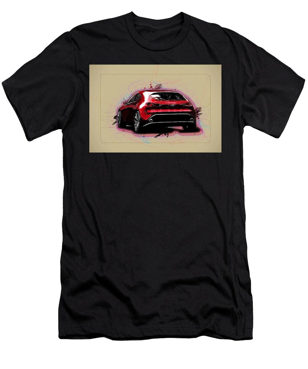Drawing Mazda Kai Concept 2017 3 Hatchback Colorful Abstract Artwork Mixed Media Painting Ola Kunde T-Shirt