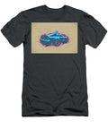 Drawing Mazda Rx 7 Lowrider Blue Sports Coupe Tuning Japanese Cars Colorful Abstract Artwork Mixed Media Painting Ola Kunde T-Shirt