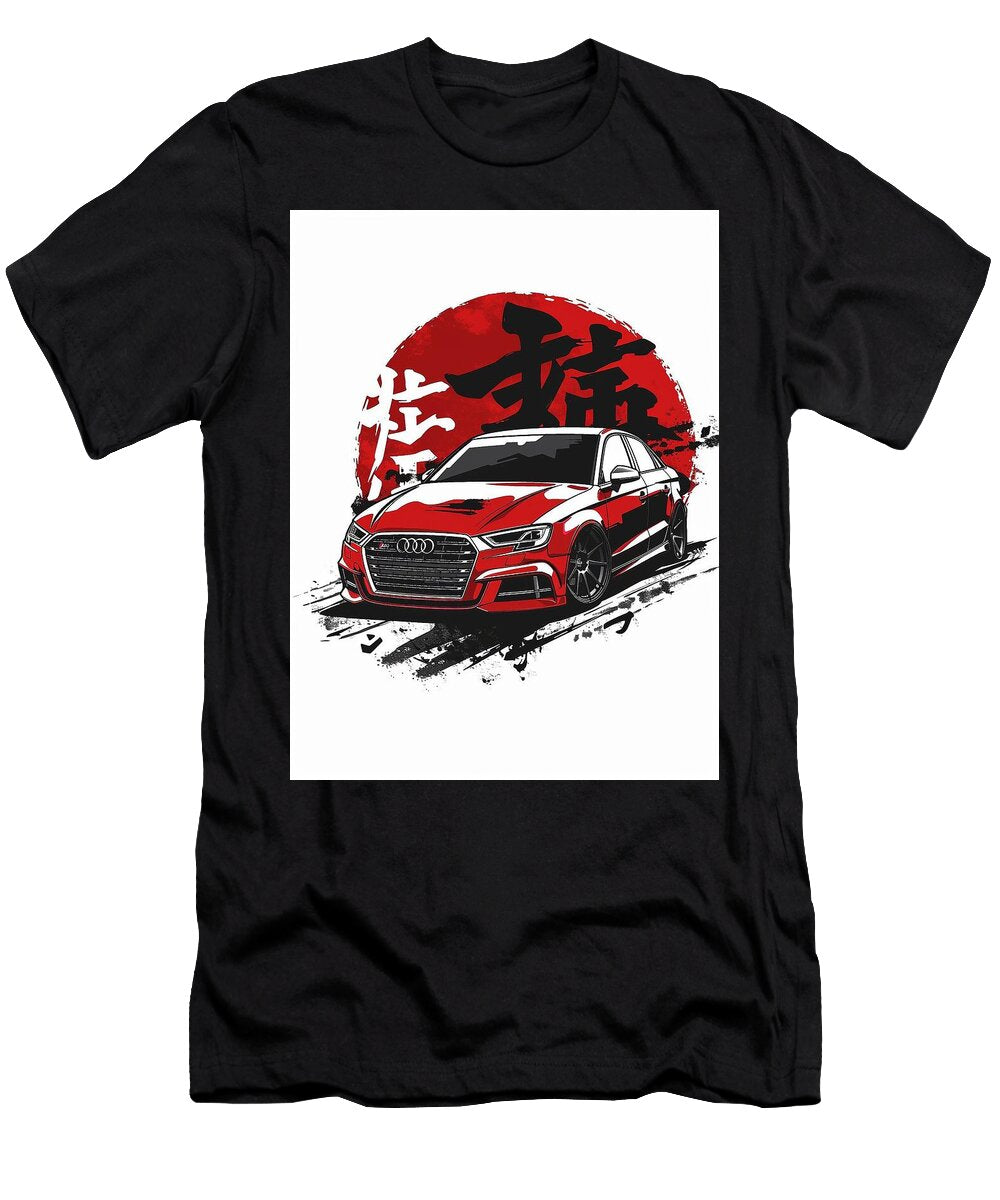 Dynamic Tuner Audi S3 Euro Hatchback Red Sports Car Japanese Style Art Cortez Schinner T-Shirt