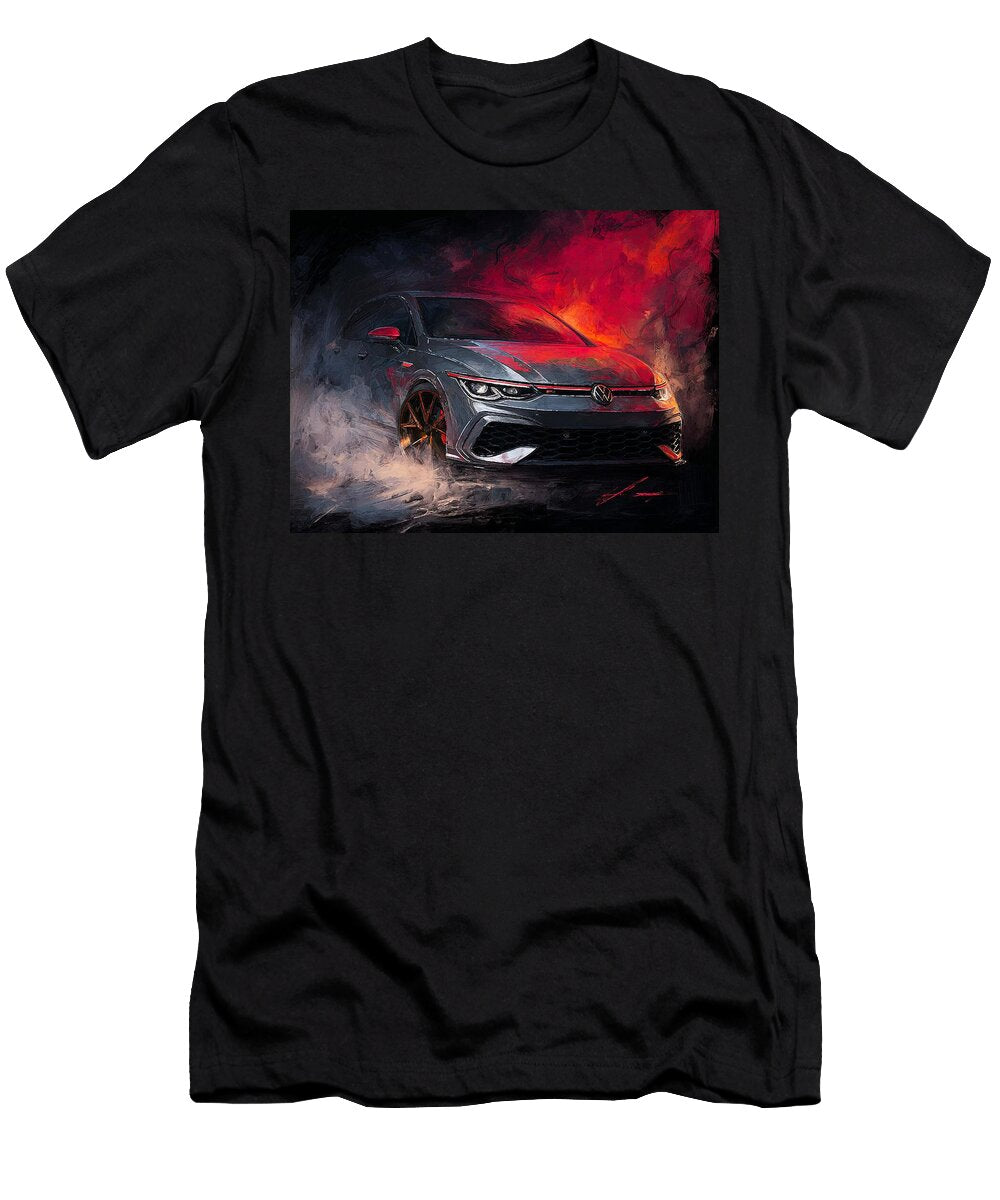 Dynamic Volkswagen in Motion Modern Vehicle Volkswagen Golf Gti 2023 Hatchback Fast Car a Stunning M Hollie Love T-Shirt