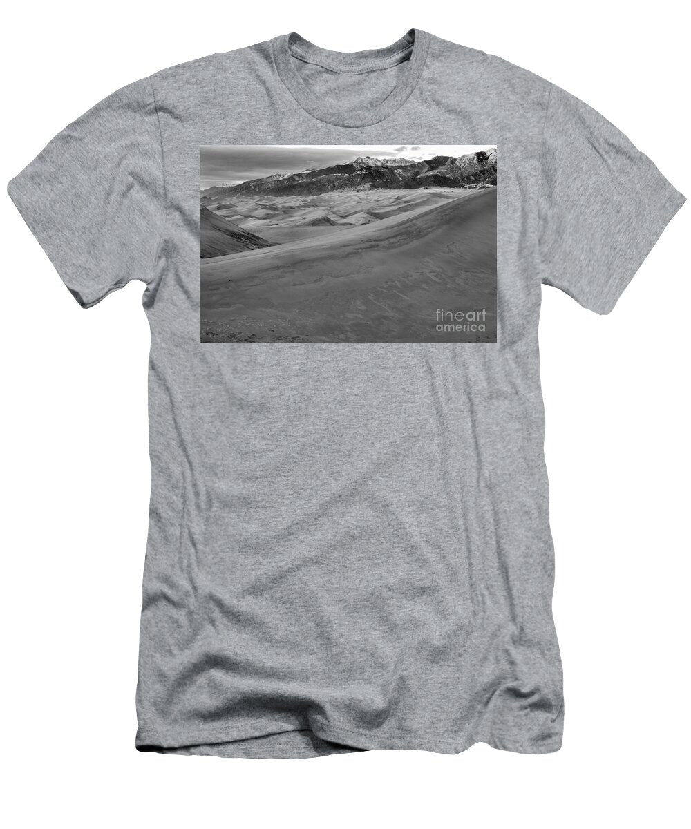 Evening At Great Sand Dunes Np Black and White Adam Jewell T-Shirt